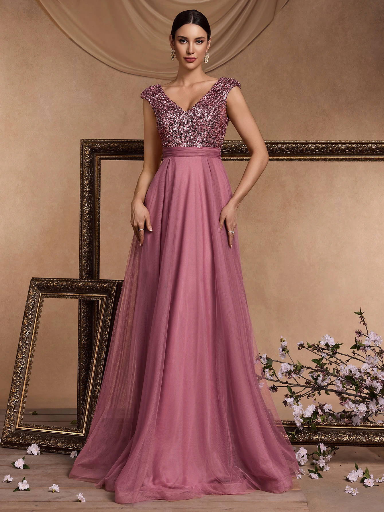 

XUIBOL Elegant Blue Sequins Evening Dress Luxury 2025 Women Long Formal A-Line Prom Party Dress Sleeveless Cocktail Dresses