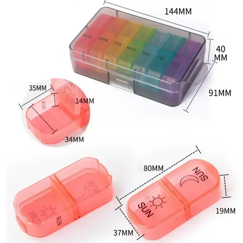 1PC Weekly Pill Case Pillbox 7 Days Medicine Tablet Box Portable Travel Drugs Storage Organizer Secret Compartments Pill Box