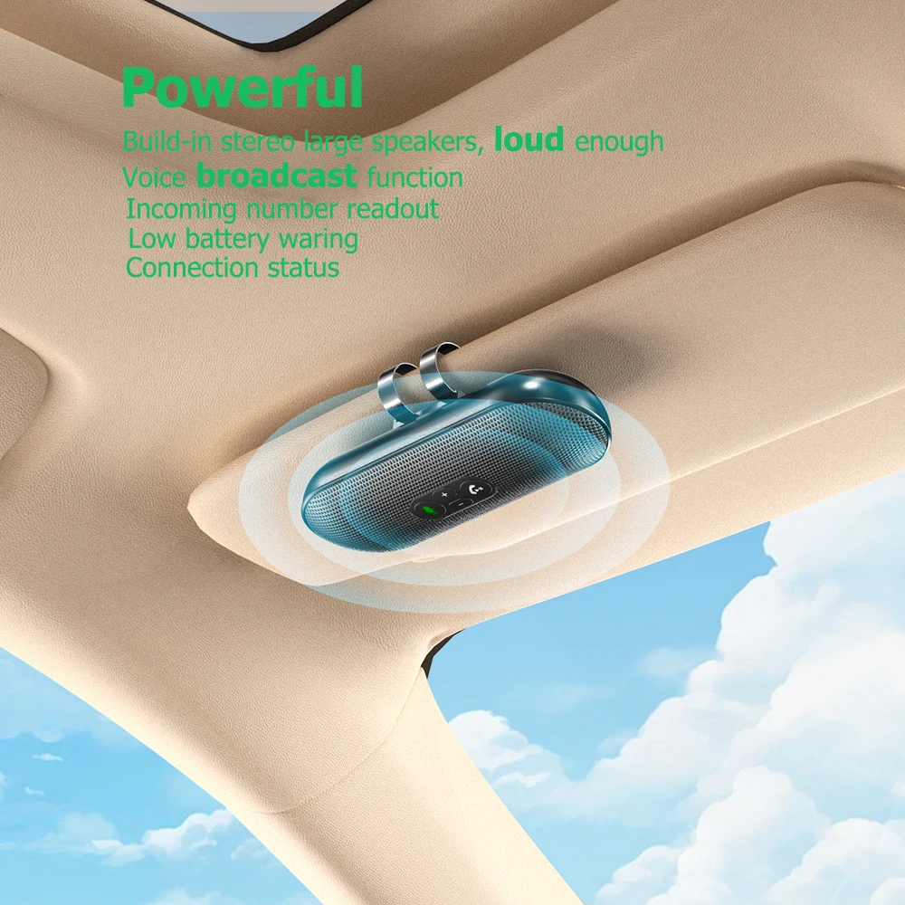Bluetooth 5.4 Car Kit Freisprecheinrichtung 6W Freisprecheinrichtung Sonnenblende Lautsprecher MP3-Player Drahtloser Musikempfänger mit Sprachassistent – Detail 10