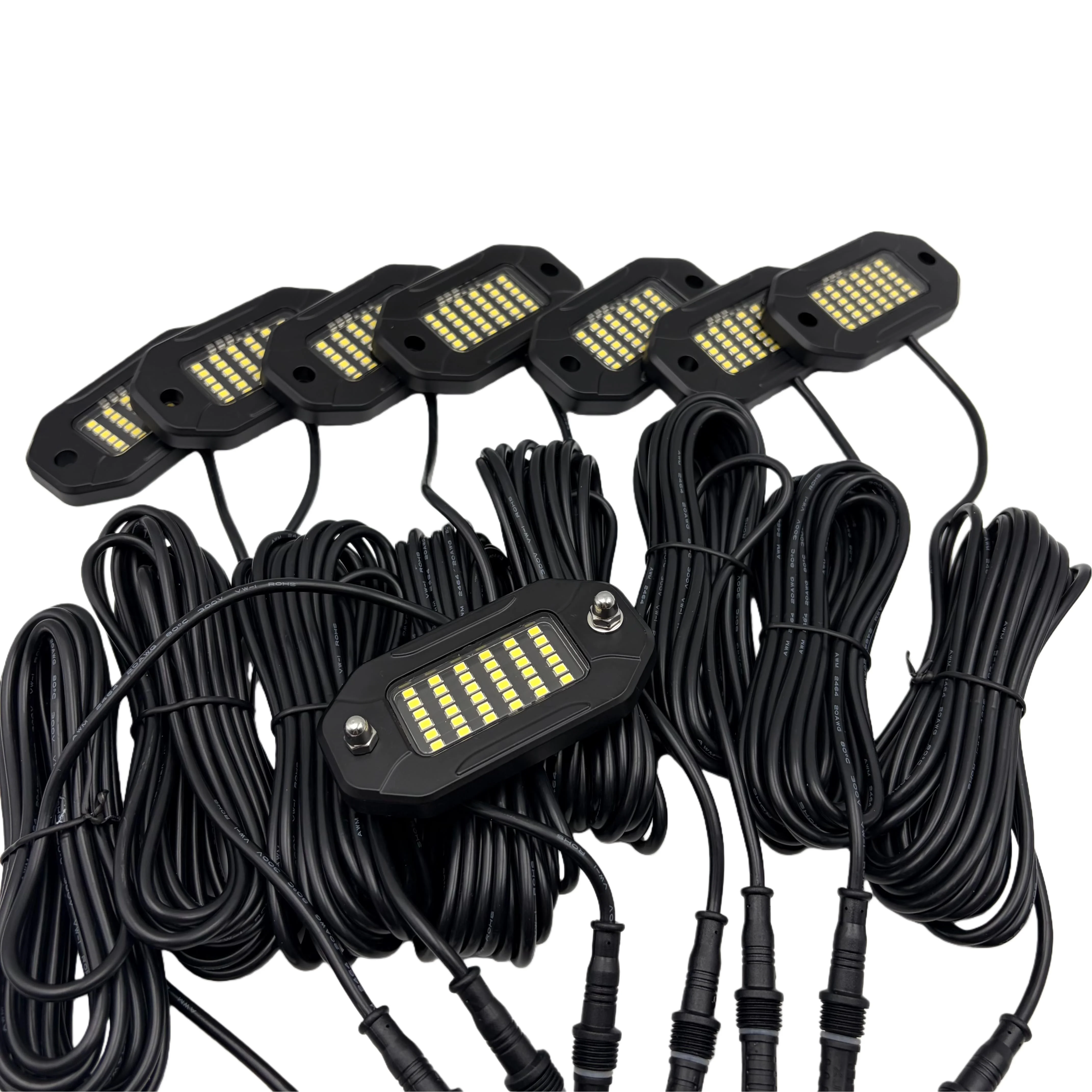 8 PCS 36 Pure White LED Rock Corner Lights IP68 Waterproof for APP Controller 12V Breath Function Car Accessories