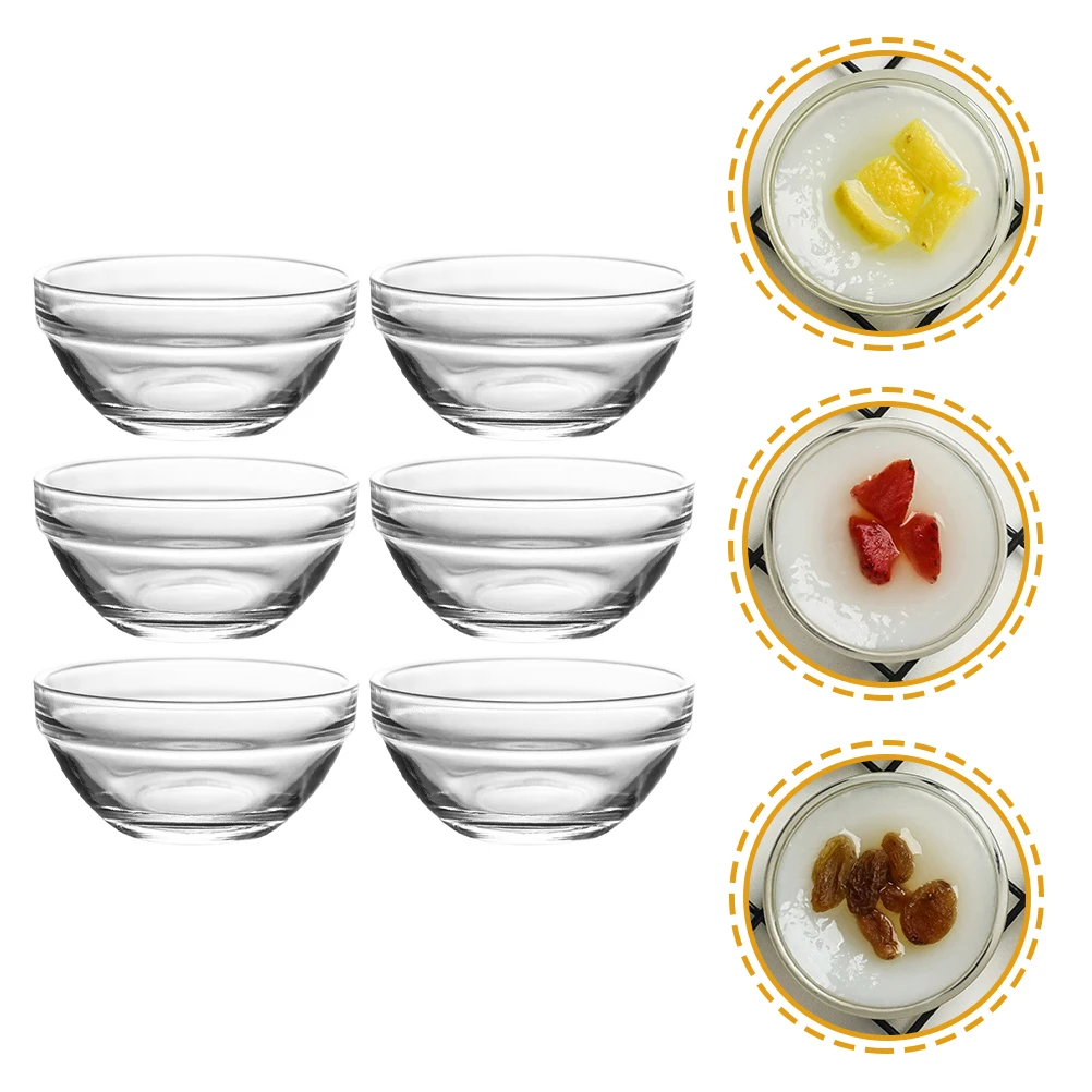 

6Pcs Molded Round Glass Bowls Stackable Clear Serving Bowls for Home Kitchen Salad Dessert Mixing Glass Bowl for Salad
