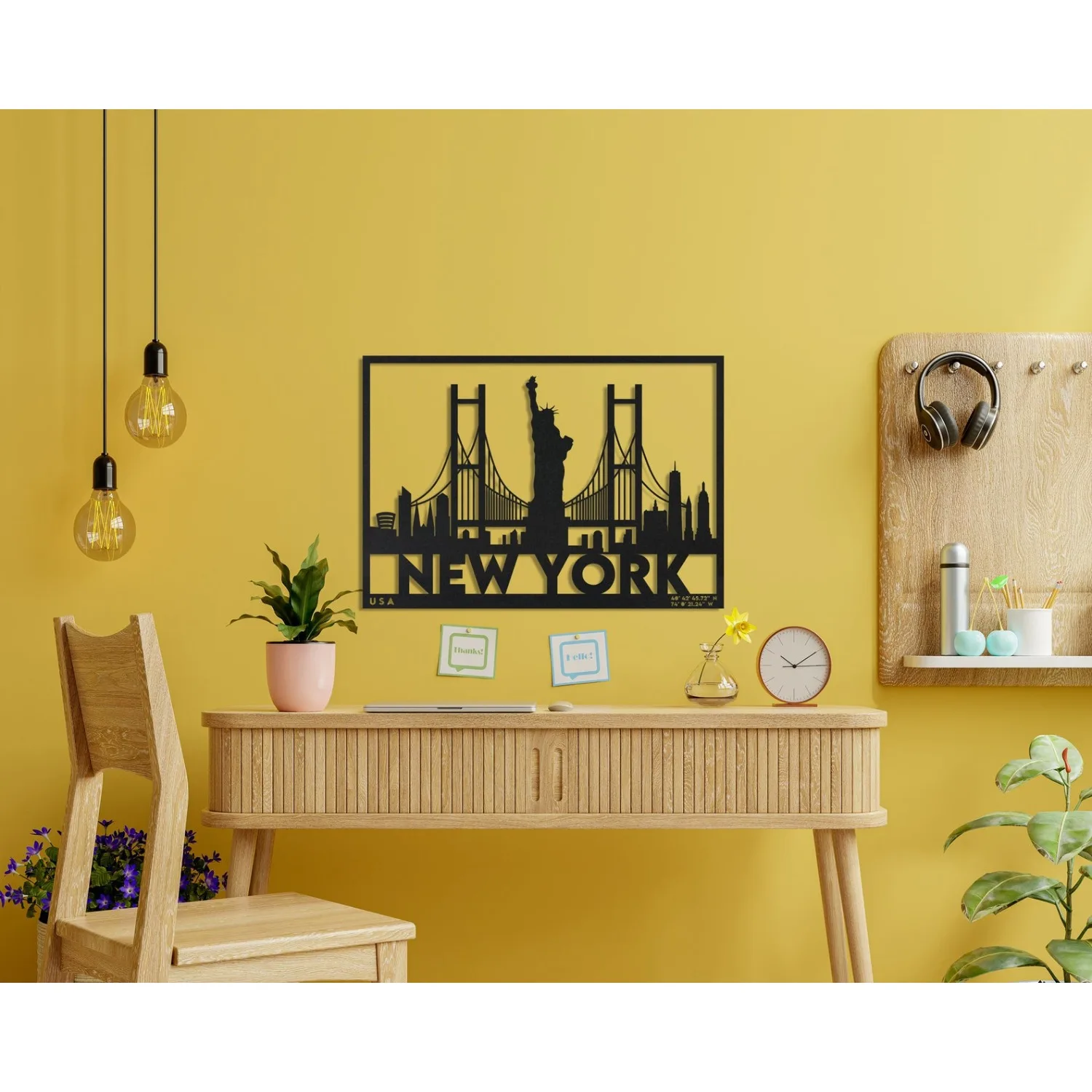 New York Skyline Statue Of Liberty Metal Wall Art, Cityscape Iron Sculpture, Urban Living Room Indoor Outdoor Wall Decor Gift