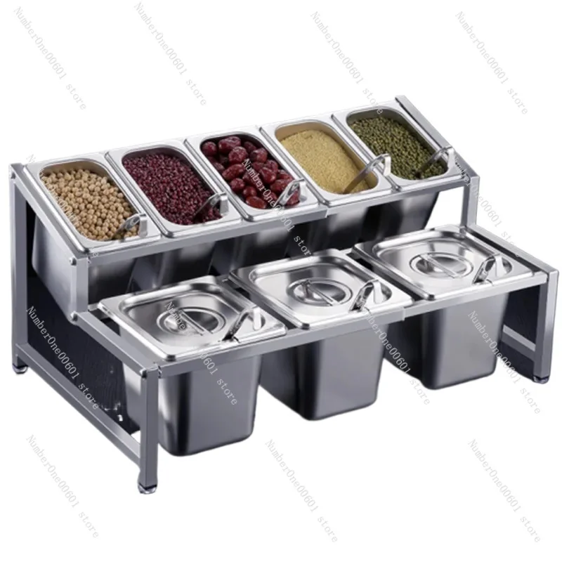 Stainless Steel Plate Holder Jam Box Milk Tea Shop Special Score Box Shelf Commercial Milk Tea Small Ingredients Seasoning Box