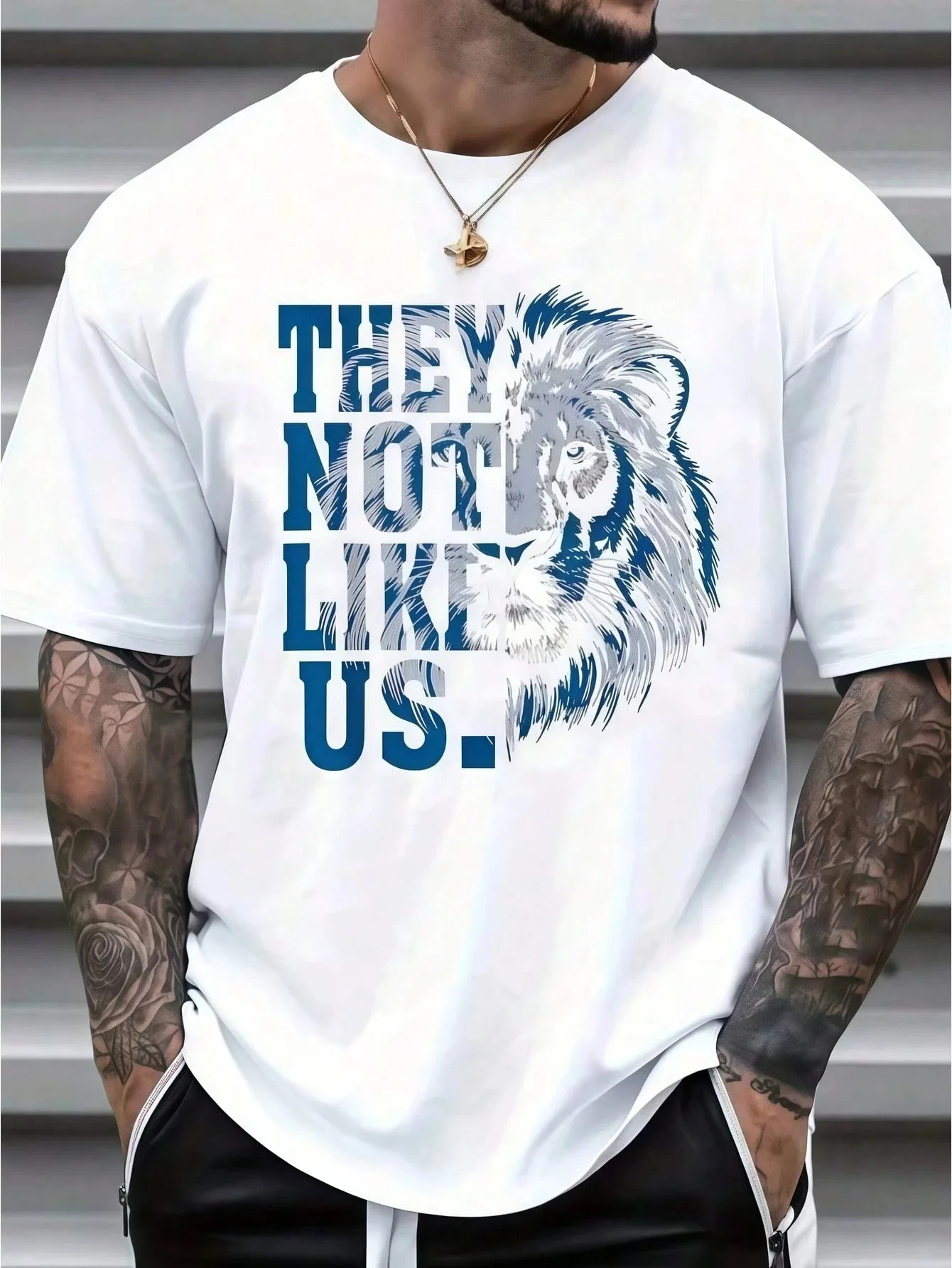 2026 New Family Matching Oversized Unisex T Shirt They Not Like Us Lion Head Graphic Print Cotton Short Sleeve Streetwear Tee