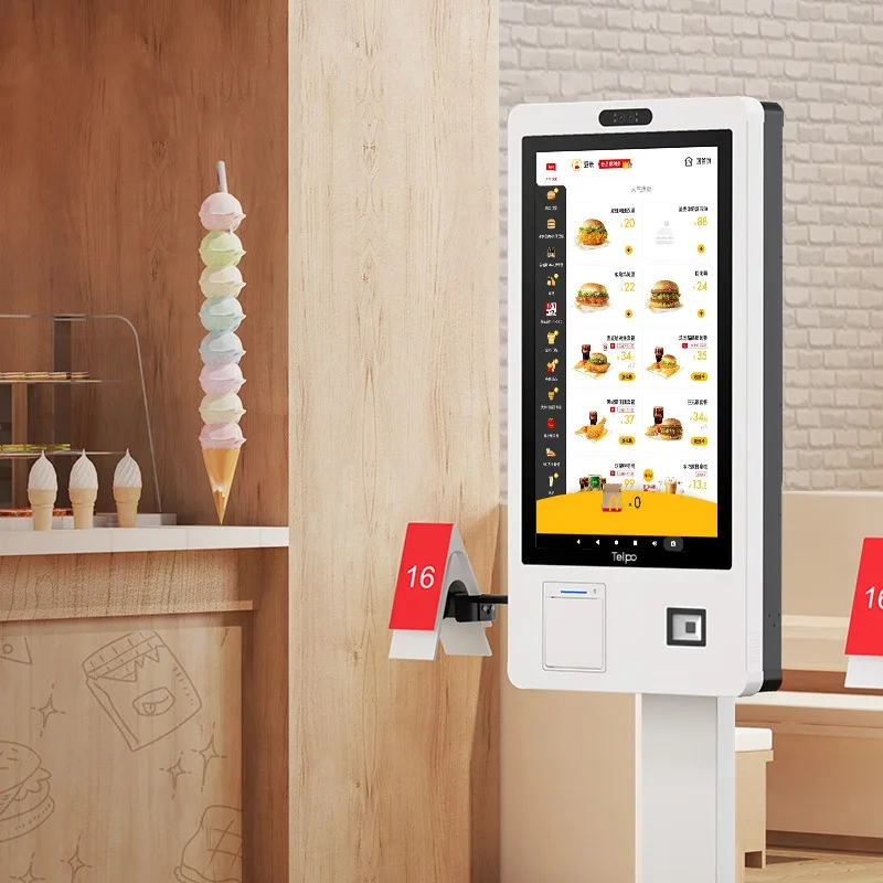 21.5'' Self-service Call System for McDonald's Kiosk Payment Method Credit Card Scanner Restaurant Self Ordering Kiosk