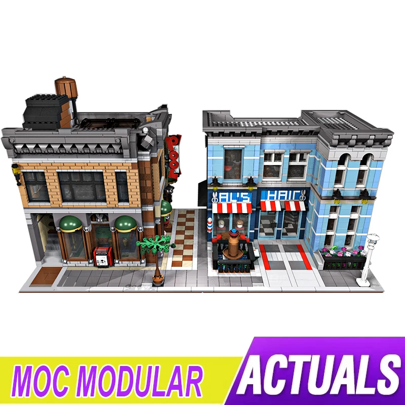 

New MOC-13662 Detective's Neighbourhood Compatible 10246 Modular Building Blocks Bricks Educational Puzzle Toy Birthday Gifts