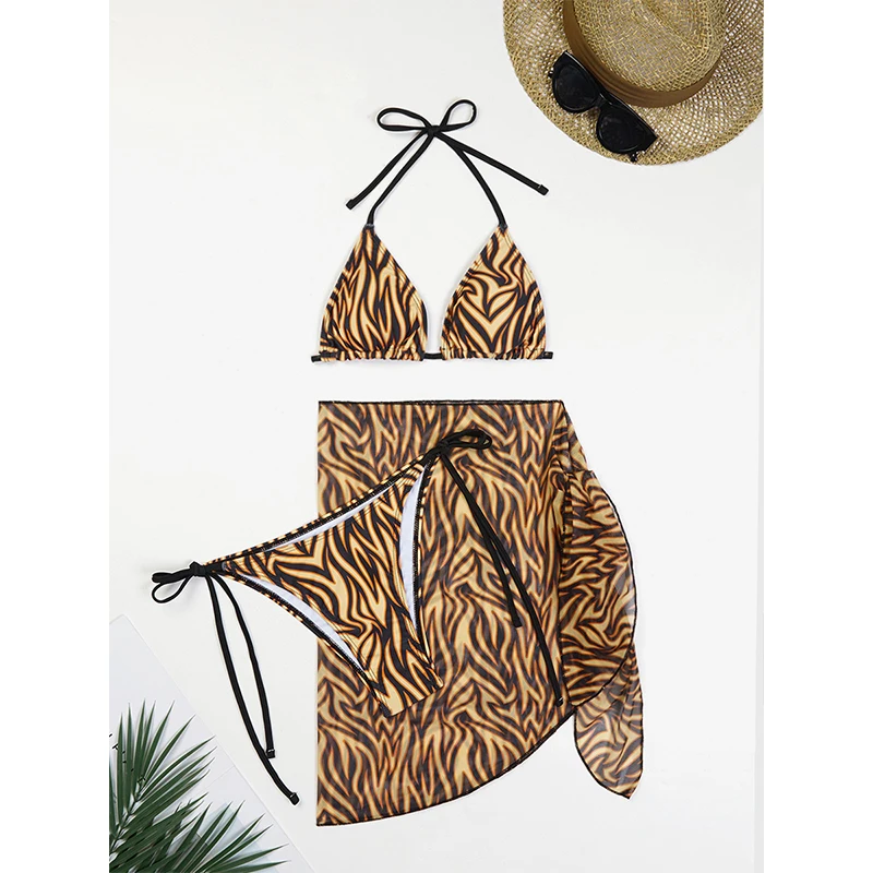 Sexy Bikini Set Push Up Women Swimsuits 2024 Female Printed Swimwear  Bathing Swim Suit With Cover Up Beachwear