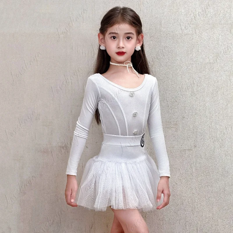 

Детский продвинутый костюм для выступлений, платье для выступлений для девочек, костюм для латинских танцев для девочек, платье для латинских танцев