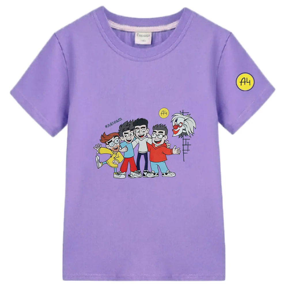 T-Shirt manches courtes pour enfants, modèle 100%, dessin animé Merch A4, pour garçons et filles