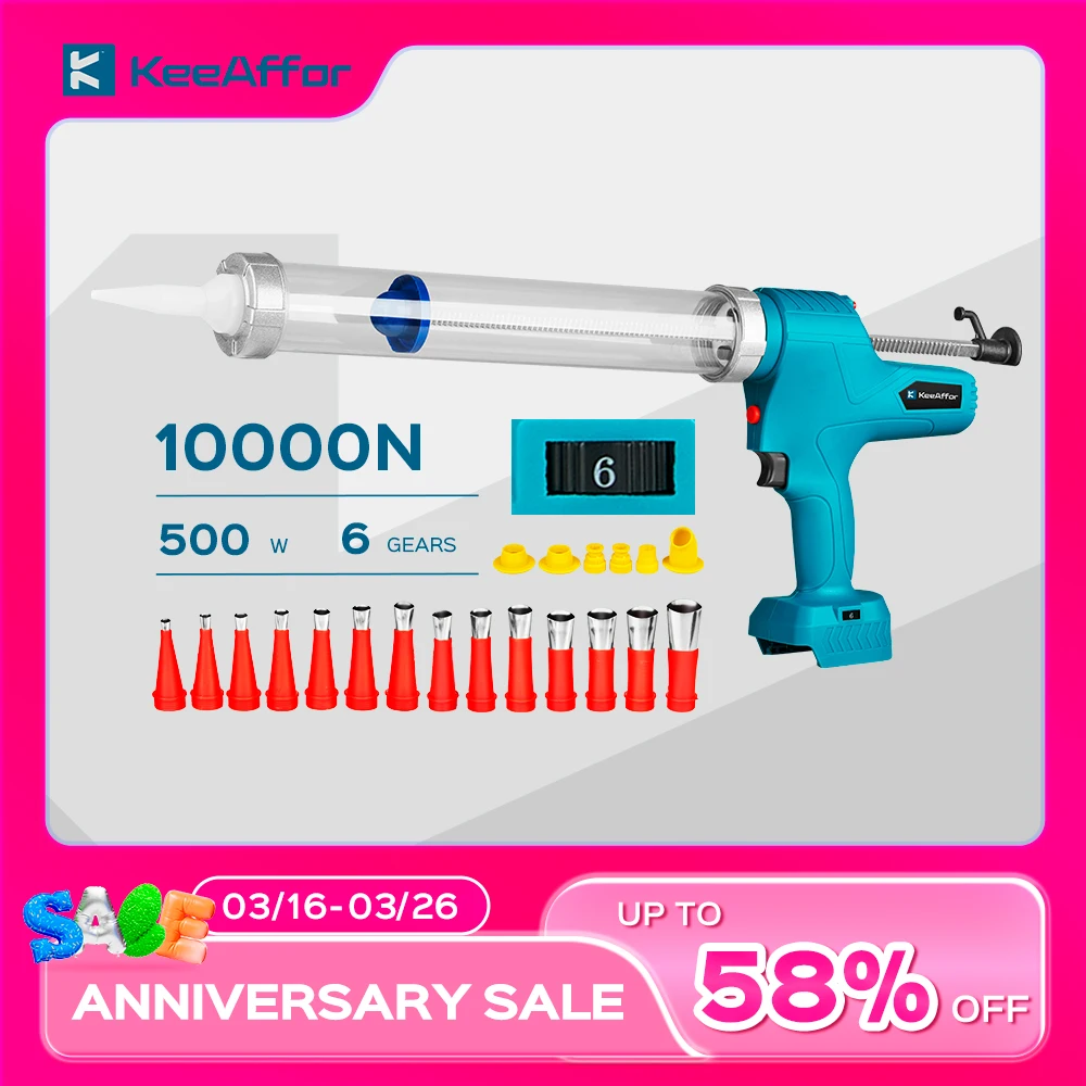 KEEAFFOR 10000N Pistola de calafetagem elétrica sem fio Pistola de cola elétrica Ferramenta elétrica Ferramenta selante de cola adesiva para Makita 18v Bateria