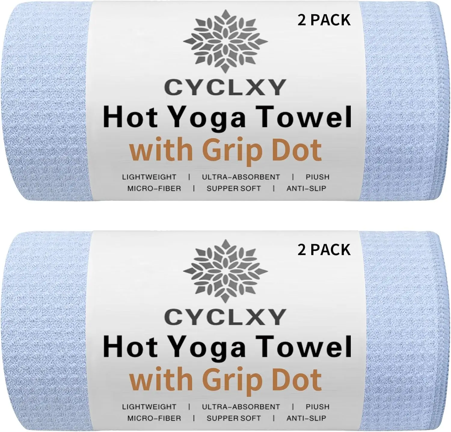 

2-Pack Non-Slip Yoga Towels with Grip Dots, Absorbent Microfiber for Hot Yoga and Fitness