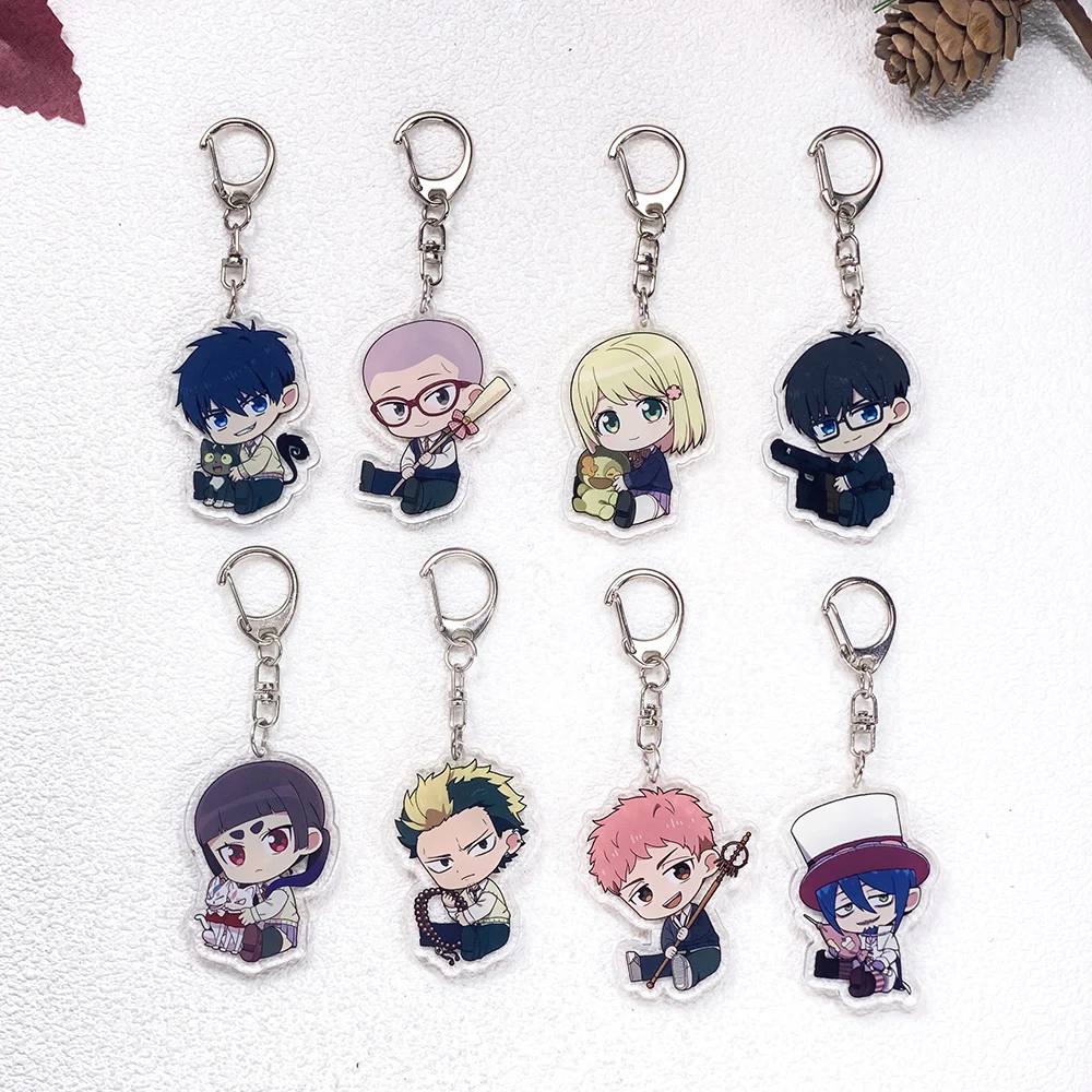 10 Piezas de Accesorios de Llavero de Anime Ao no Exorcist Blue Exorcist, Lindos Colgantes de Acrílico para Bolsos, Llaveros y Decoración de Mochilas