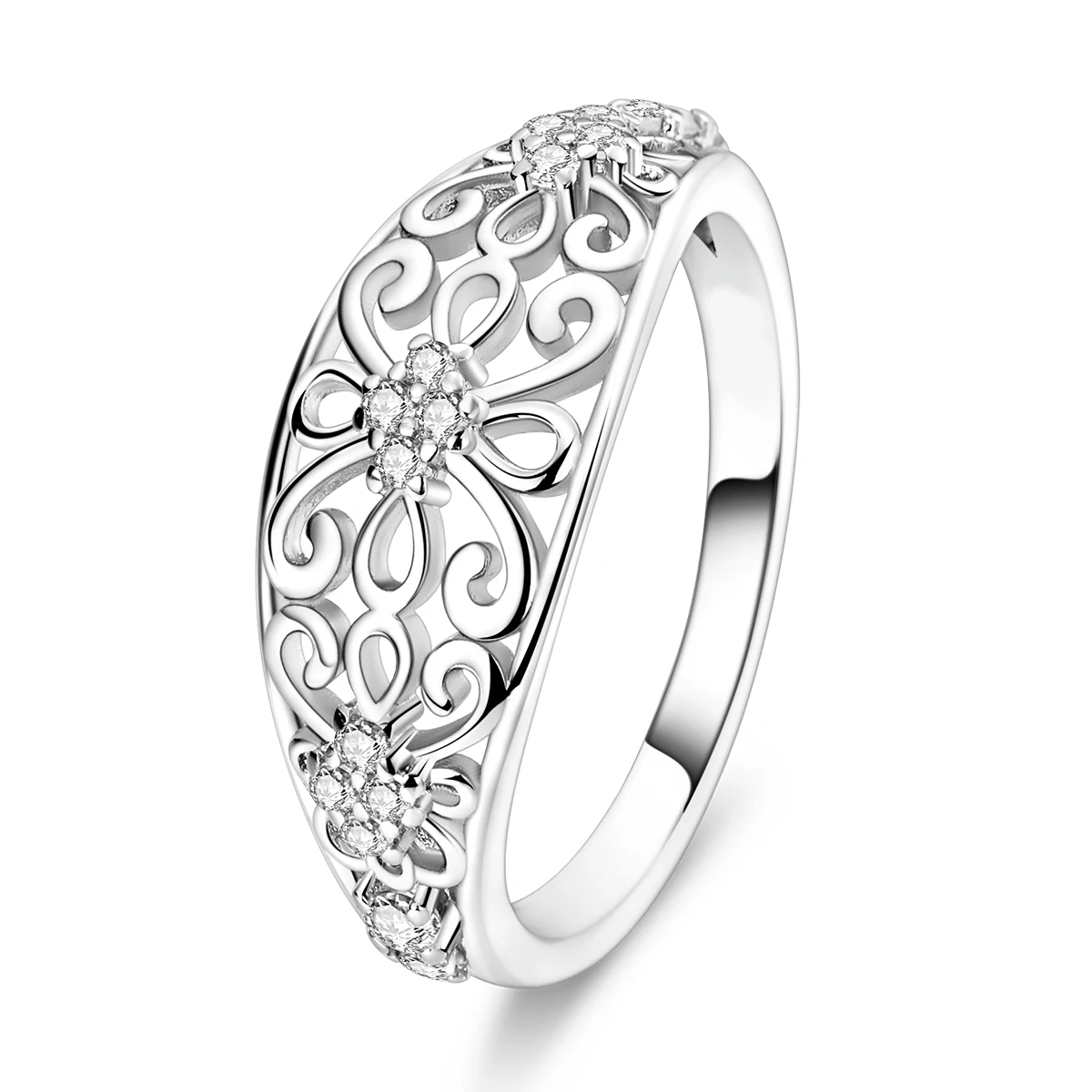 Women's 925 Sterling Silver Star Sun Butterfly Zircon Ring