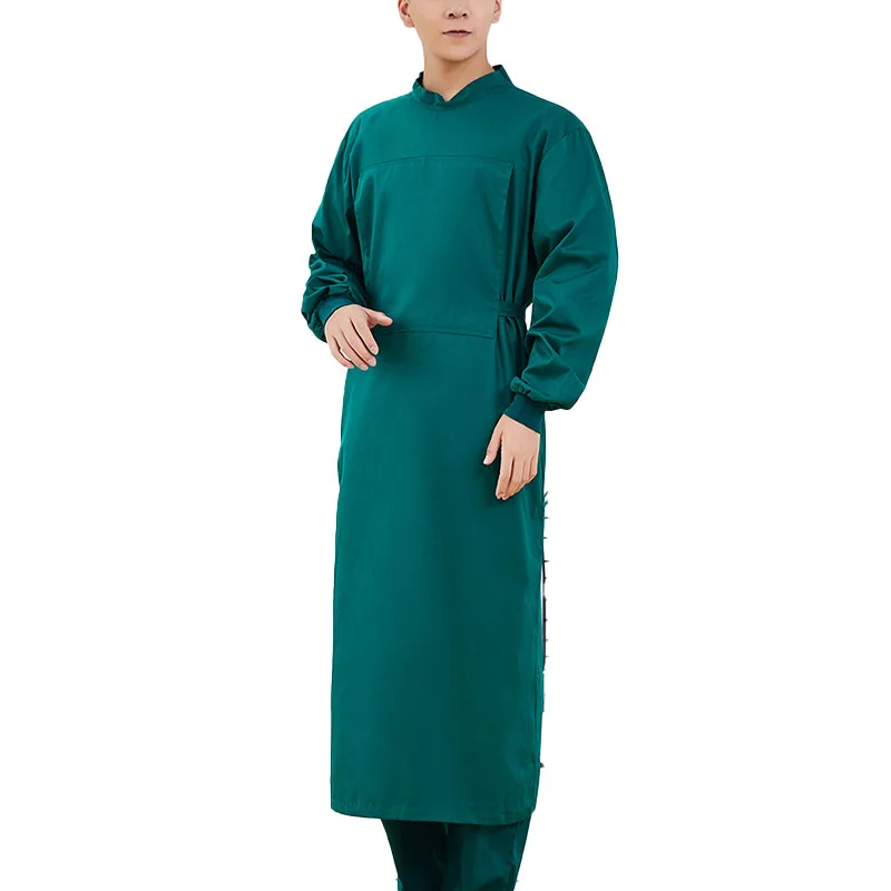 Surgical Gown Pure Cotton Dark Green Long-sleeved Thickened Medical Surgical Gown Operating Room Doctor Wears Isolation Gown