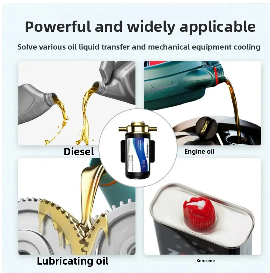 14L/Min 12V 24V DC Gear Oil Pump, Self-Priming Fuel Transfer Pump, Pure Copper Gear for Lubricant Engine Oil