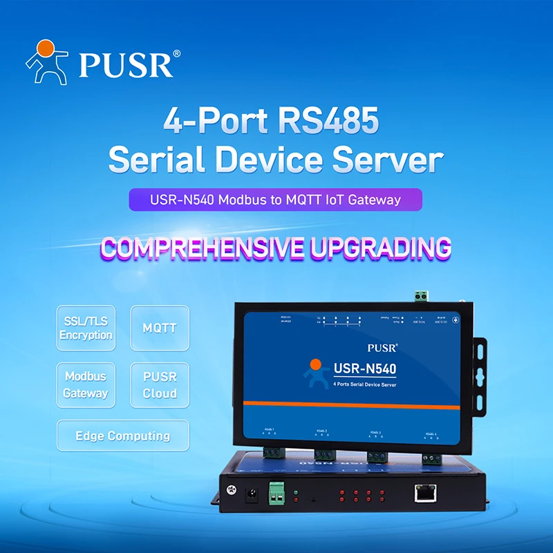 Picture 3: PUSR 4 Port RS485 to Ethernet Converter serial server Modbus to ethernet Edge Computing MQTT TCP Client EMC Protection N540-H7-4