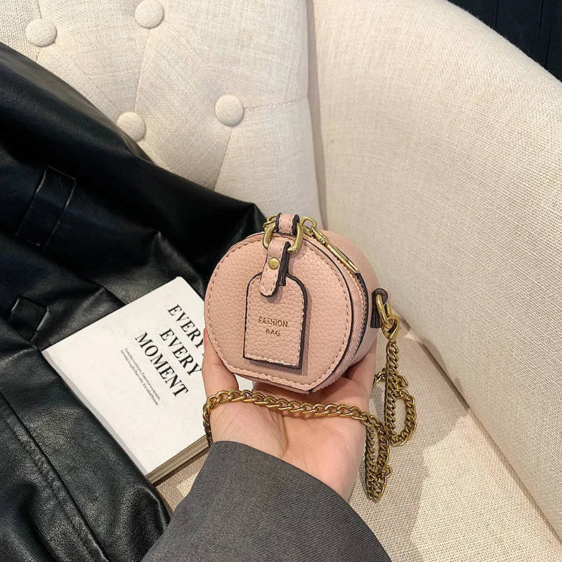New Fashion Chain Coin Purse Bag Mini Letter Print Crossbody Bag Round Cake Shoulder Bag Kids