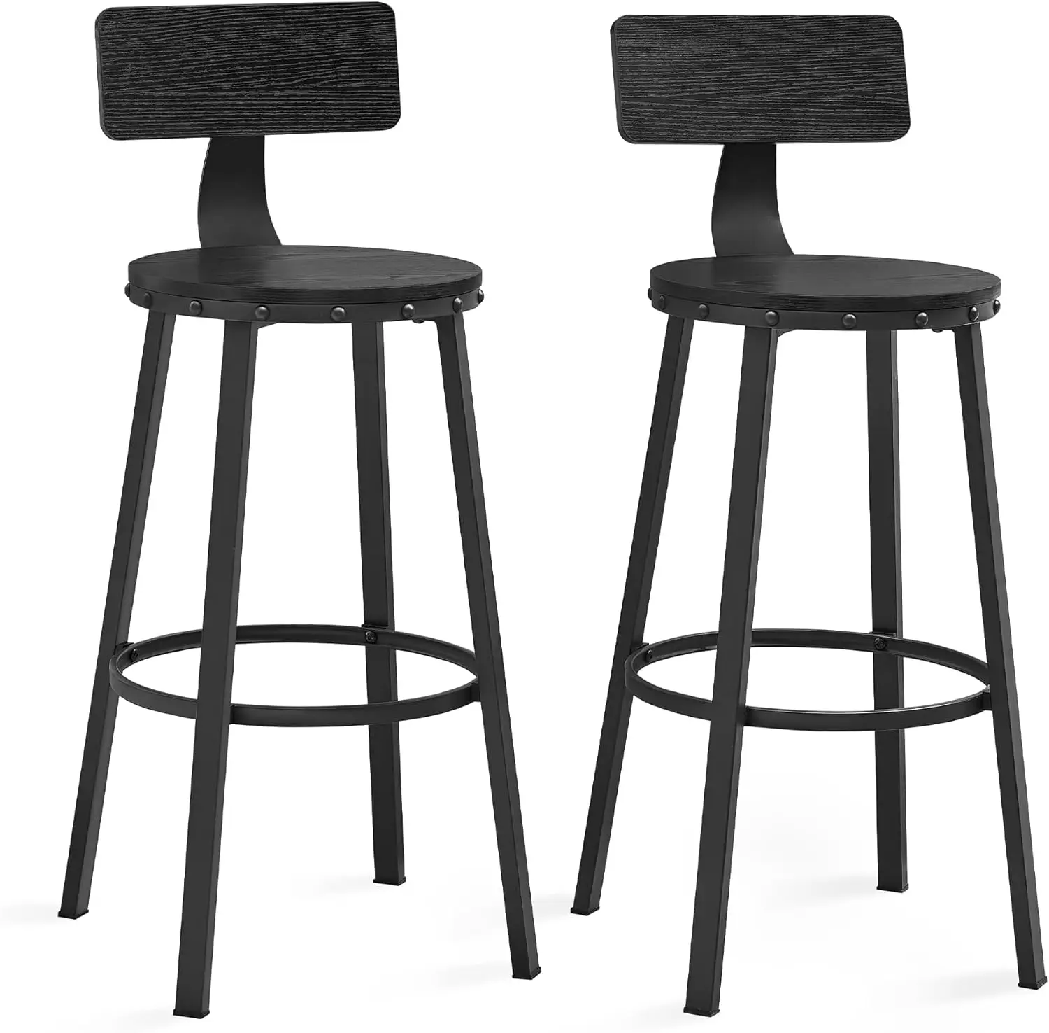 

VASAGLE Bar Stools Set of 2, Bar Height Barstools with Back, Counter Stools Bar Chairs with Backrest, Steel Frame, Easy Assembly