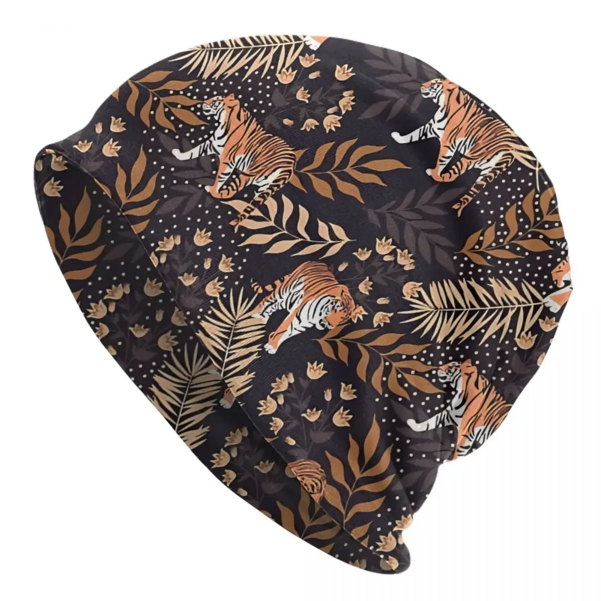 Deep Forest  Tiger Outdoor Hats Tigers Dark Blue Pattern Thin Hat Bonnet Hipster Beanies Caps Men Women's Earmuffs