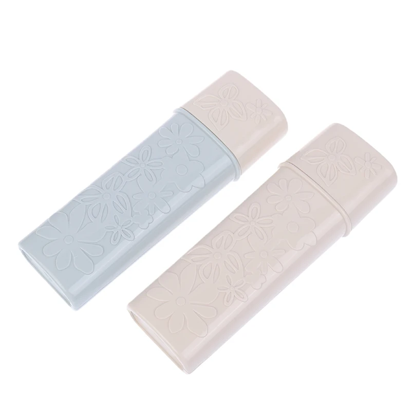 Portable Flower Carved Toothbrush Holder Outdoor Travel Hiking Camping Toothbrush Cap Case Home Toothpaste Storage Box Wash Cup