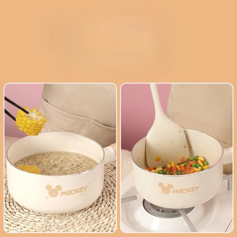 Anime cute Disney Mickey cartoon pattern complementary food pot Xueqi sauce pan cooking instant noodles non-stick frying pan