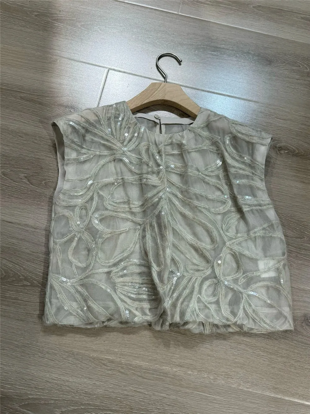 Heavy Beaded Embroidery Silk Sleeveless Short Top Mid-Length Half Skirt Suit