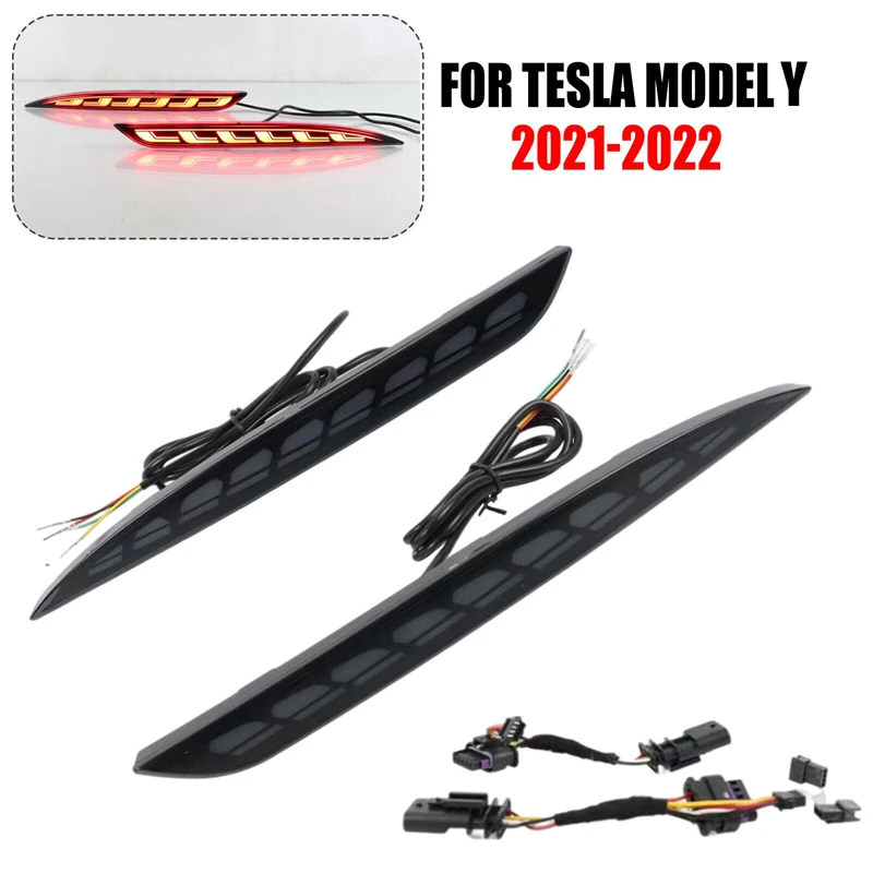 12V LED Rear Bumper Fog Lamp Brake Light For Tesla Model 3/Y 2021 2022  Scale Car Accessories