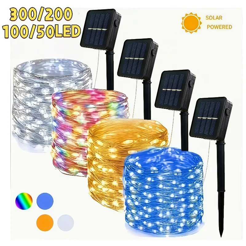 1 PC of Outdoor Solar Light String, 8-light Mode Copper Wire, Fairy Tale Christmas Light, Used for Outdoor Gardens