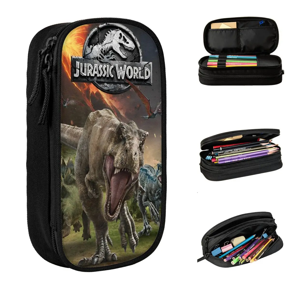 Jurassics Park Pencil Case Jurassics World Dinosaur Pen Box Bags Kids Big Capacity Office Gifts Pencil Pouch