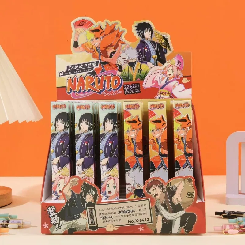 Naruto Black Gel Pens Students Fashion Stationery Anime Movie Derivative Peripheral Blind Box Pen Boys Girls Back To School Gift