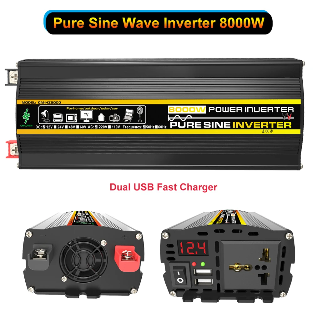 

Car Inverter Car Voltage Transformer LED Display Digital Power Inverter Pure Sine Wave 50Hz 3000/4000/6000/8000W Car Inverter