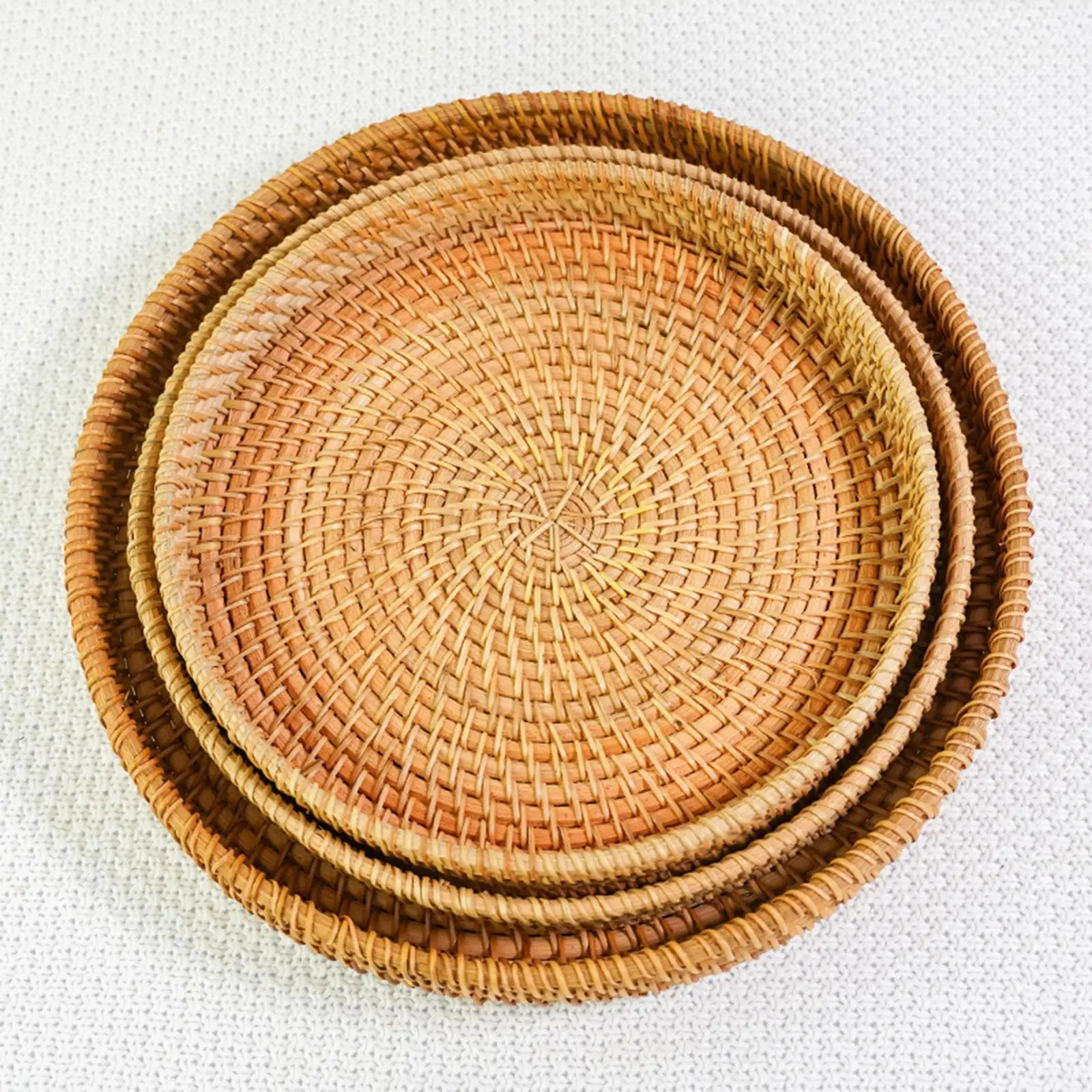 Rattan Round Serving Tray, Handwoven Plates, Serving Baskets,