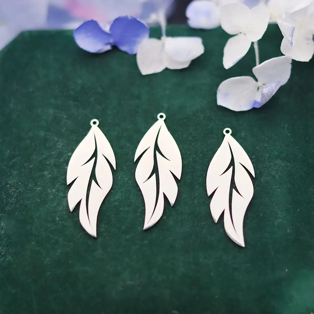 

3Pcs Feather Leaf Charm DIY Craft Vintage Tassel Earrings Bracelets Jewelry Making Stainless Steel Pendant Leaves Metal Material