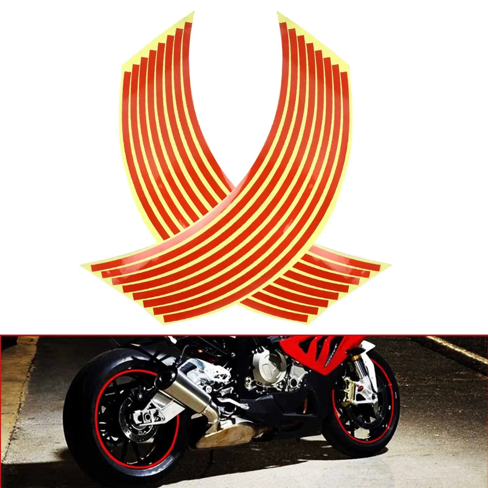 16 Strips Reflective Motocross Bike Car Motorcycle Wheel Stickers and Decals 17/18 Inch Reflective Rim Tape Wheel Tire Stickers