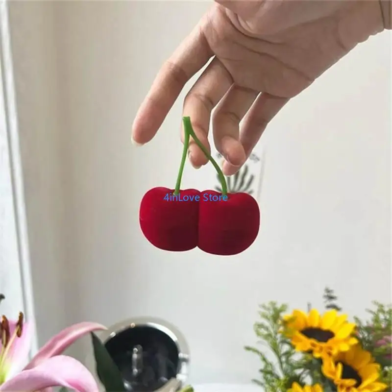 T4MD Compact Storage Box Portable Case Case Cherry على شكل أقراط