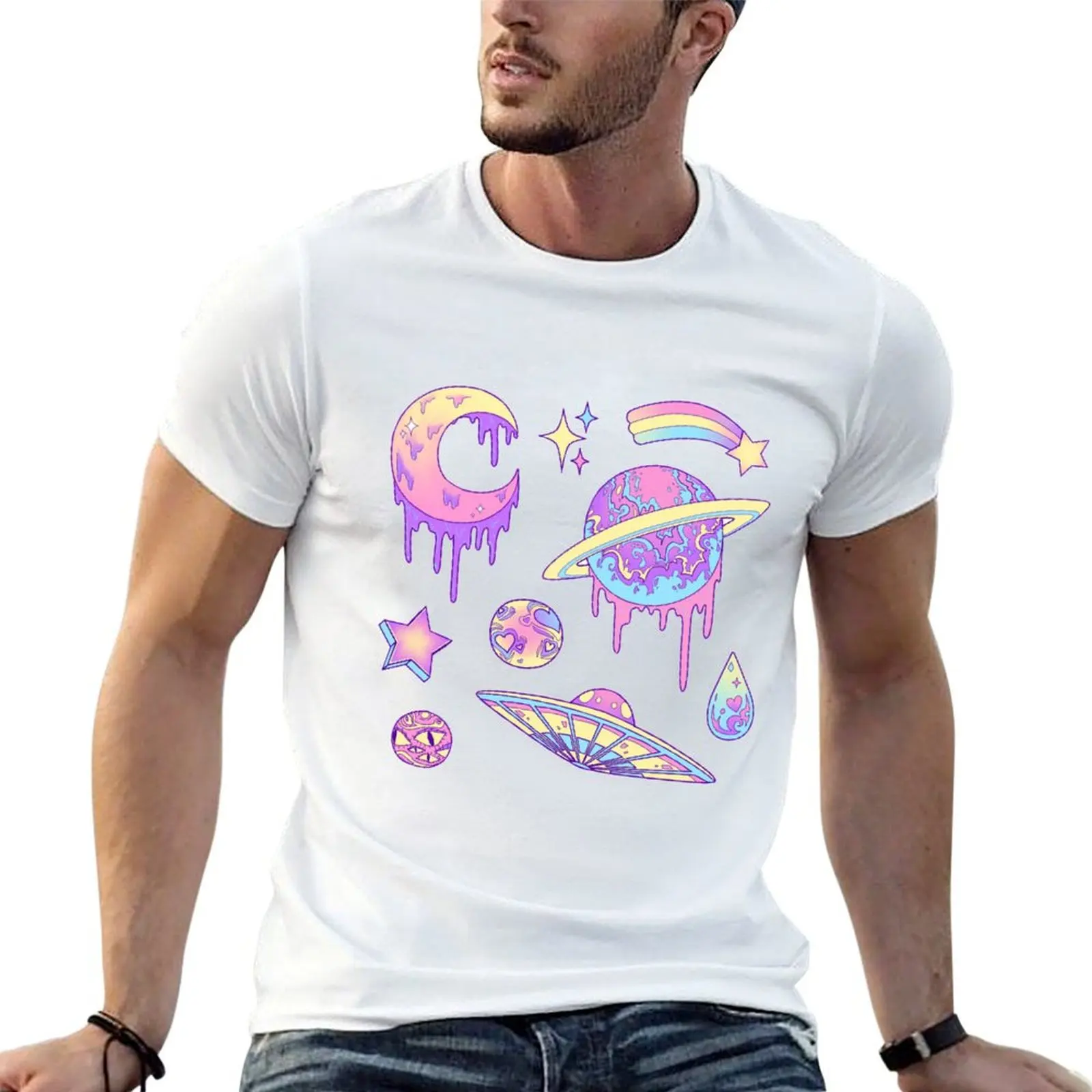 Pastel Galaxy T-Shirt Outdoor Work Short Sleeve Top