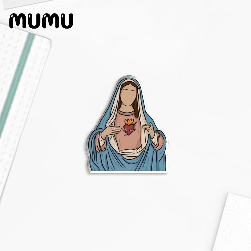 2023 New Virgin Mary Lapel Pin Mother of God Acrylic Brooches Handmade Epoxy Jewelry Shirt Bag Badge