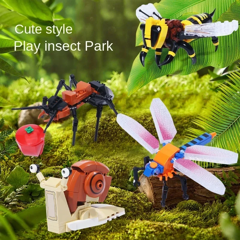 New Creative Insect Series Butterfly Building Block Beetle Mantis Biological Model Decoration Bricks Toy Gift For Kids Adult