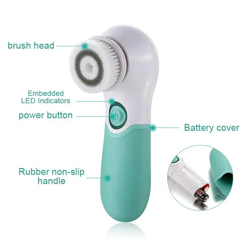 Waterproof Facial Cleansing Brush Deep Cleaning Set with 3 Different Rotating Brush Heads 2 Speed Facial Cleansing Unit for Home