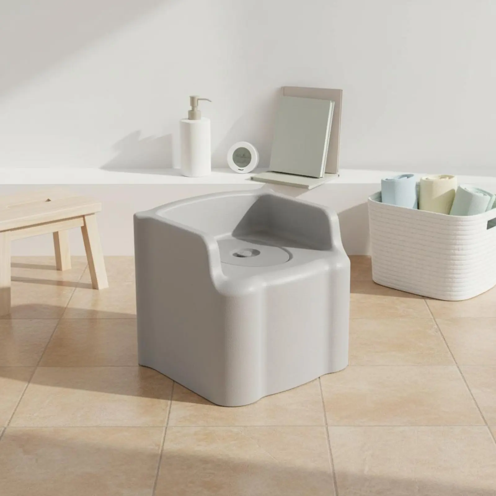 

Bedside Commode Chair Container Included Portable Toilet Chair Bathroom Aid Soft Seat Home Care Equipment Expanded Polypropylene