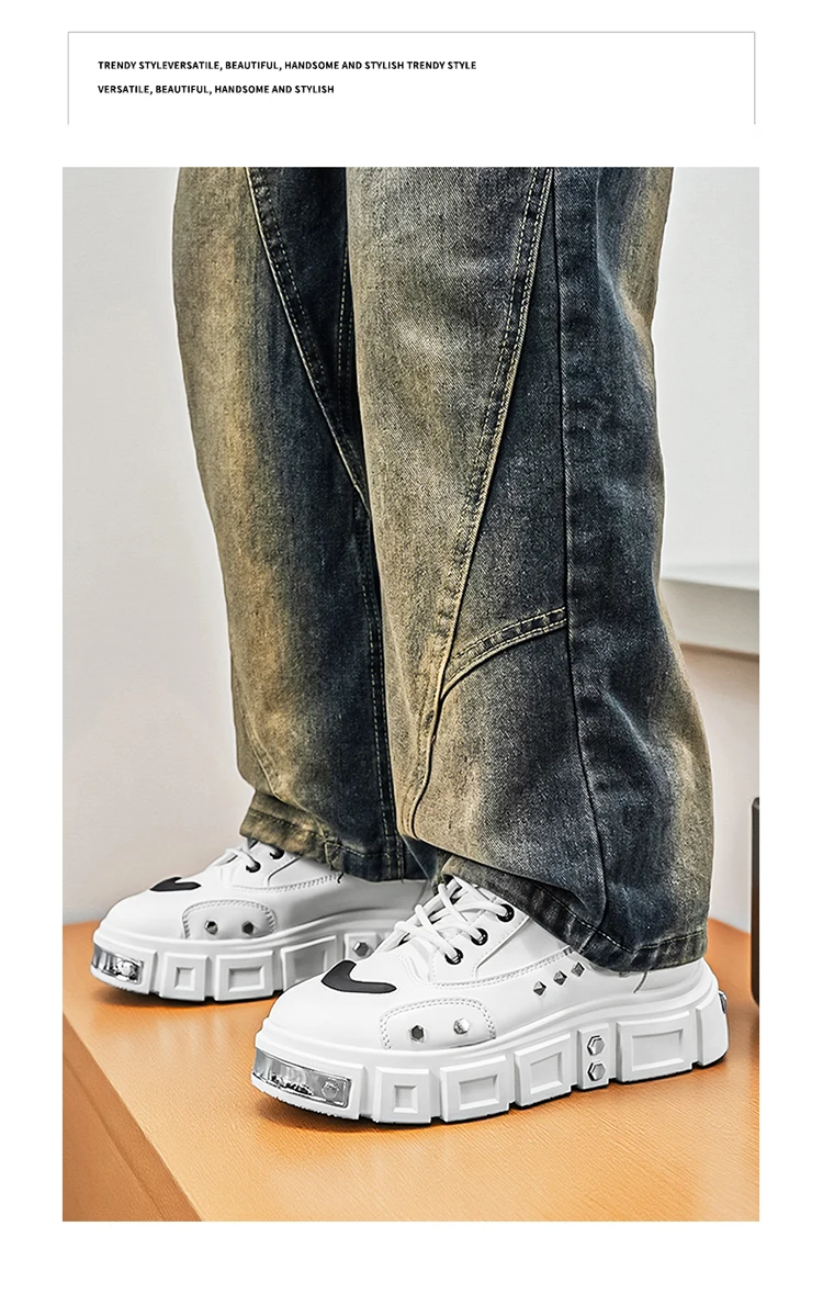 Modische Herren-High-Top-Stiefel, dicke Sohle zur Erhöhung der Körpergröße, vielseitige Freizeitschuhe – Detail 10