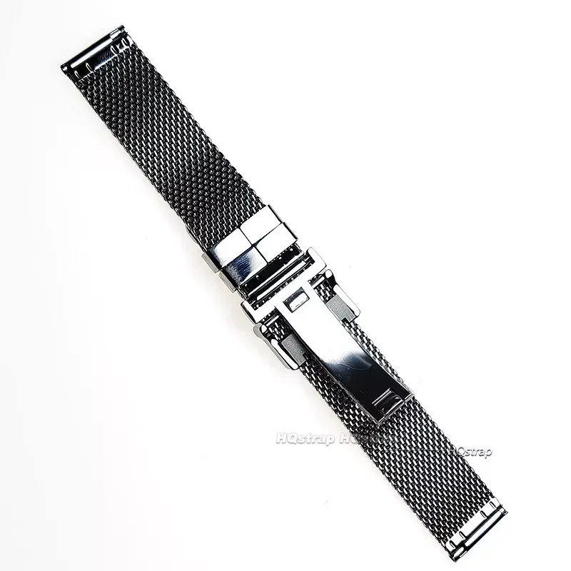 0.8Mesh Milanese Stainless Steel Watch Band 20mm 22mm Quick Release Bracelet for Men Business Watch Strap Silver High Quality