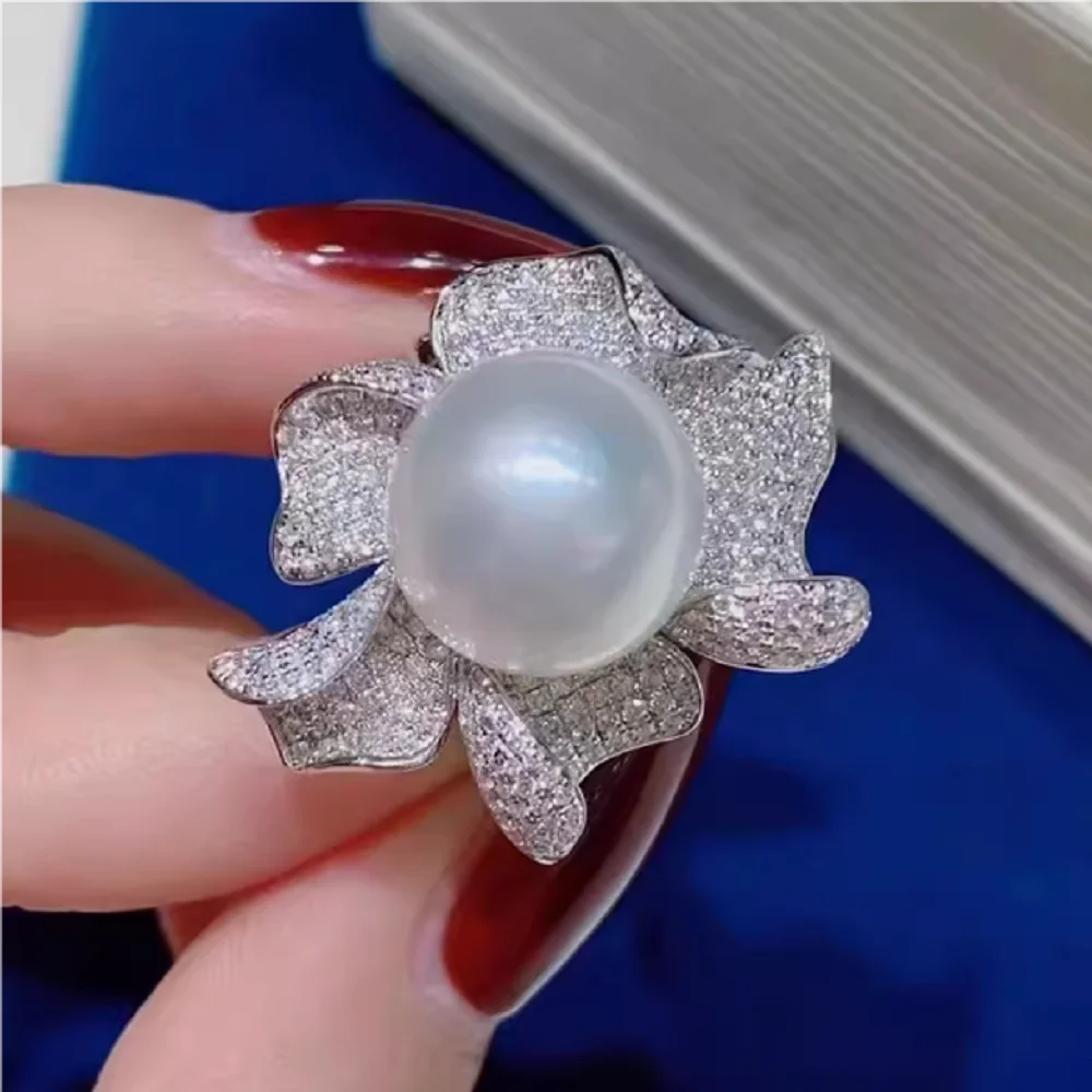 Beautiful and atmospheric pearl ring AAA11-12mm pearl ring 925s