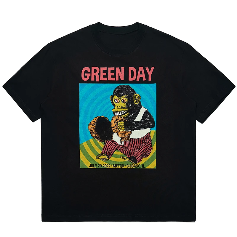 

2025 Green Day PUNK Punk Band Cartoon Rock T-shirt Cotton High Quality Luxury Brand Selling Popular Style Ins