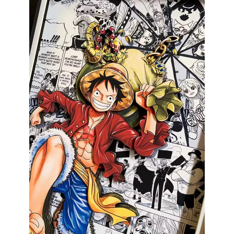 One Piece Character Photo Frame Painting Collection Comic Background Straw Hat Group 3D Paper Art Three-dimensional Painting