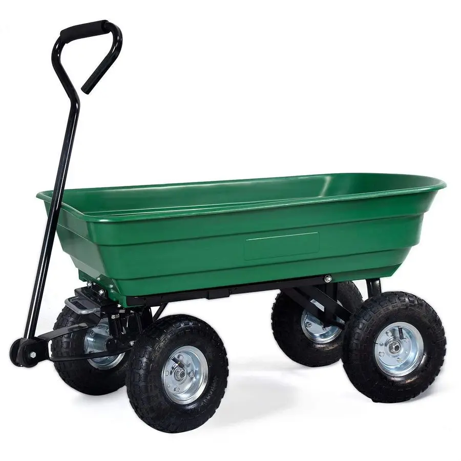 Dump Cart 75L 300 kg Wheelbarrow Tipping Trolley Utility Truck Trailer Green