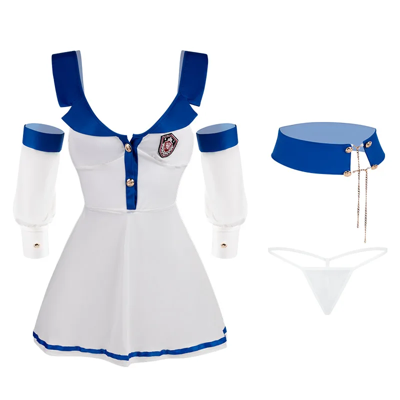 Robe de Cosplay Sexy d'hôtesse de l'air, uniforme de marin, tentation, costume de ruban dos nu, ensemble jupe maison pour couples adultes, 2025