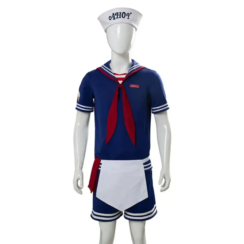 Steve Harrington Cosplay Costume Scoops Ahoy Robin Costume Sailor Uniform Suit Outfit Halloween Costumes