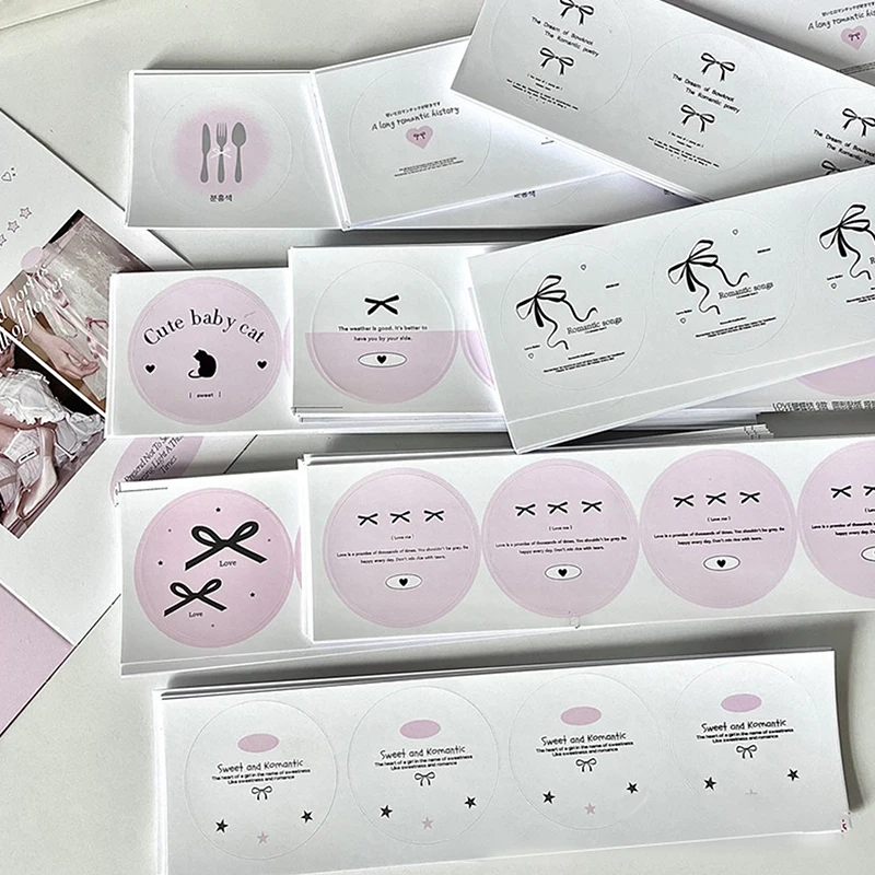 36Pcs Korean INS Ballet Ribbon Bowknot Round Sealing Sticker Girl 3-inch Photo Card Packing Bag Multi-purpose DIY Decor Label