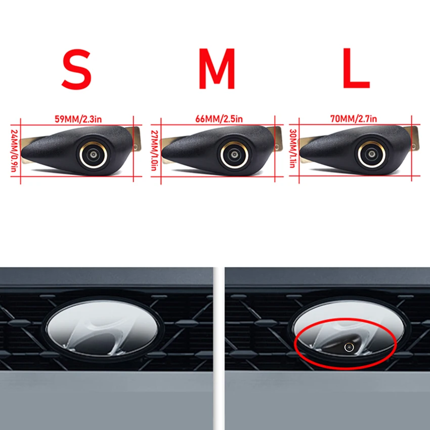 1080P CCD AHD Vehicle Emblem Logo Golden Front View Camera For Hyundai Elantra Verna Accent Tucson IX35 Santa Fe I20 I30 I40 H1 view 2
